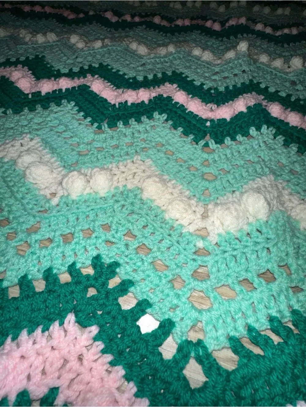 Vintage Cottagecore Crochet Ripple Blanket